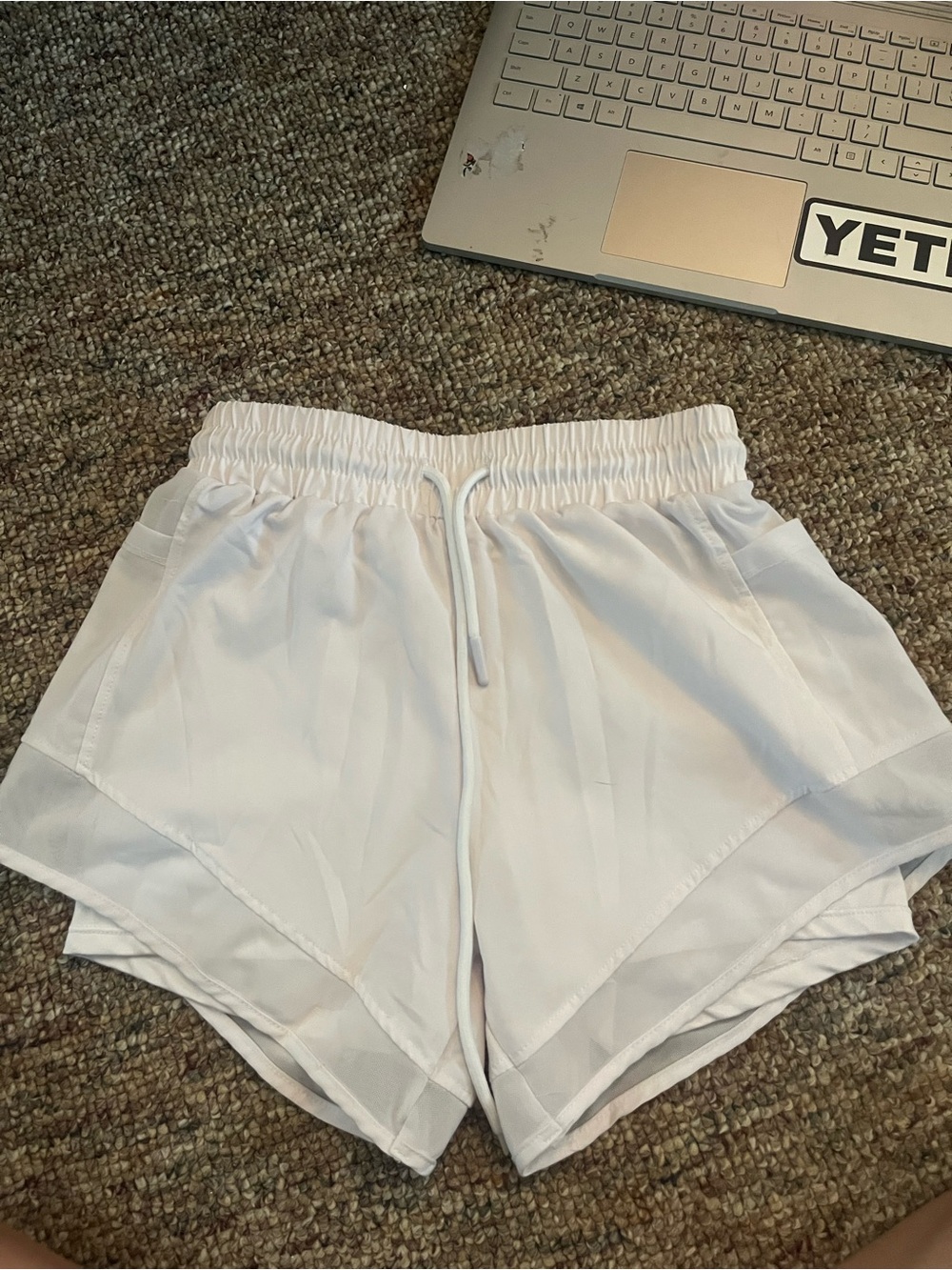 Women’s White Athletic Drawstring Shorts